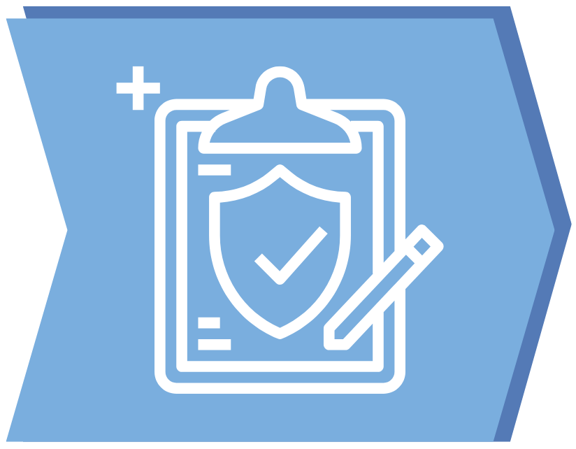 Safety checklist graphic on a blue background