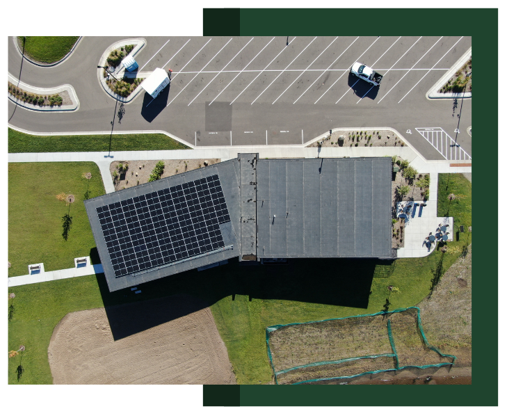 Drone image of Moore Lake Solar panels