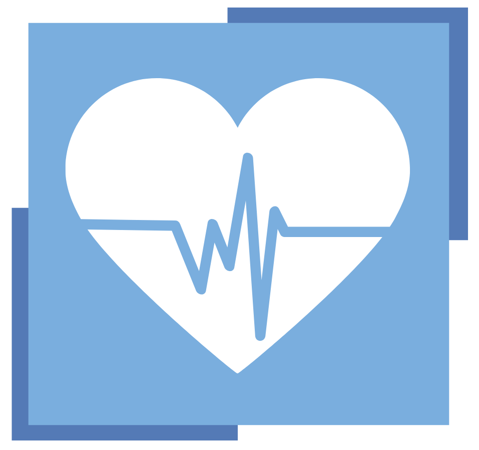 Heartbeat graphic over a blue background