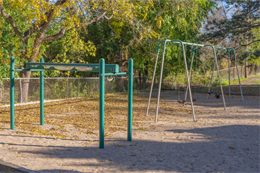 A swing set and a glider