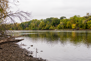 The Mississippi river running alongside the park