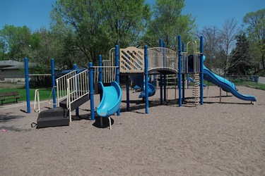 Playground with slides and climbing equipment